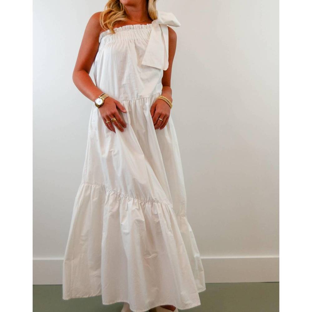 NEW BEFORE YOU one shoulder ruffle maxi dress in white